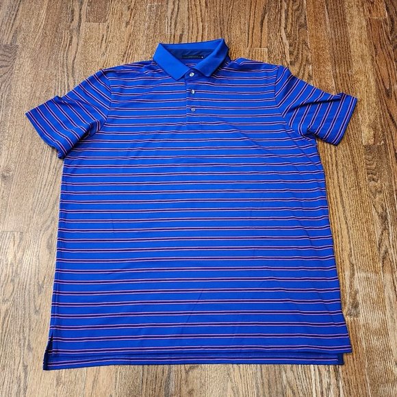 Greyson Polo Shirt Mens XL‎ Purple Striped Short Sleeve Golf Performance NWOT - Picture 9 of 11